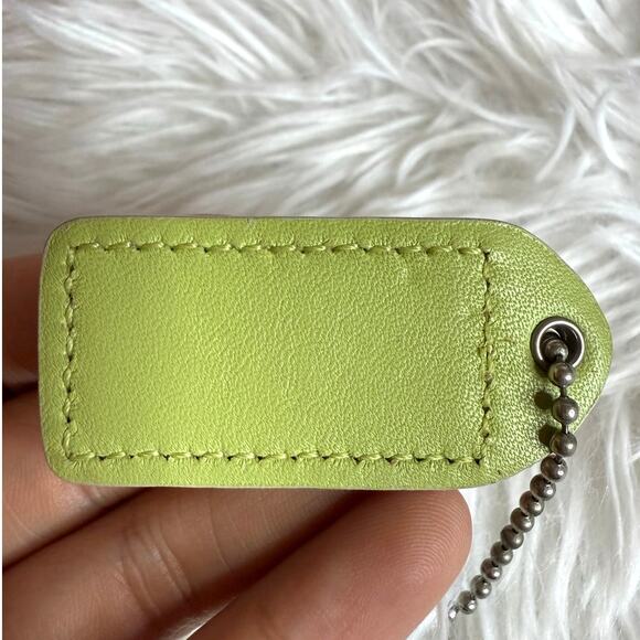 1.5" y2k COACH Vintage White Lime Fob Bag Charm Hang tag Hangtag - Picture 2 of 2